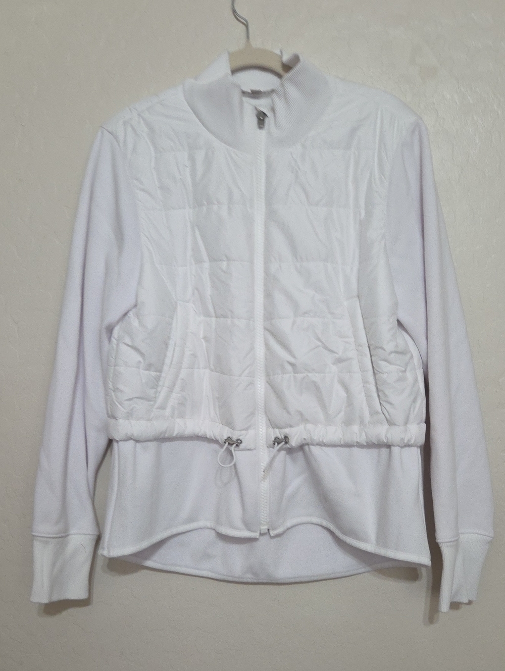 Athleta White Quilted Hybrid Full-Zip Jacket